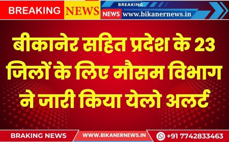 Bikaner weather : बीकानेर सहित प्रदेश के 23 जिलों के लिए मौसम विभाग ने जारी किया येलो अलर्ट