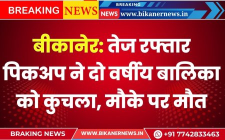 बीकानेर: तेज रफ्तार पिकअप ने दो वर्षीय बालिका को कुचला, मौके पर मौत