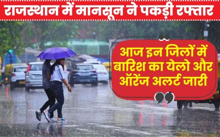 राजस्थान में मानसून ने पकड़ी रफ्तार, आज इन जिलों में बारिश का येलो और ऑरेंज अलर्ट जारी