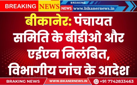 बीकानेर: पंचायत समिति के बीडीओ और एईएन निलंबित, विभागीय जांच के आदेश