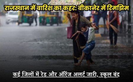 राजस्थान में बारिश का कहर: बीकानेर में रिमझिम, कई जिलों में रेड और ऑरेंज अलर्ट जारी, स्कूल बंद 