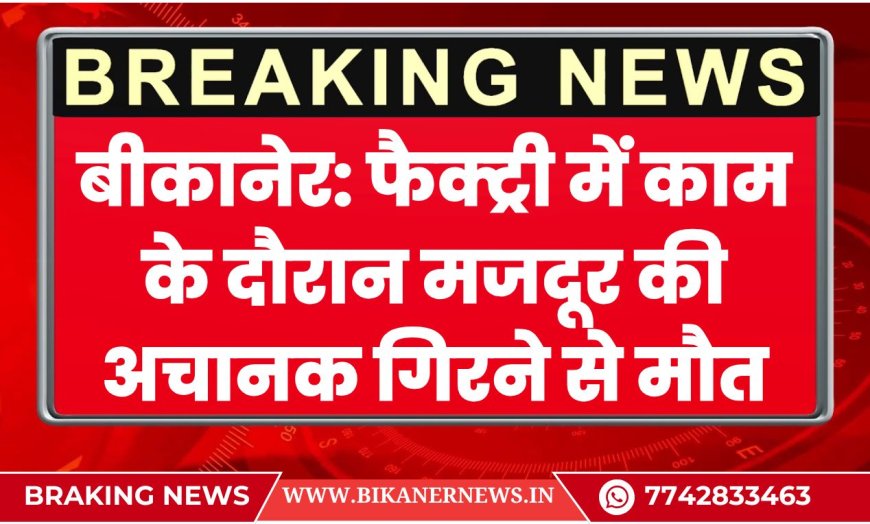 बीकानेर: फैक्ट्री में काम के दौरान मजदूर की अचानक गिरने से मौत