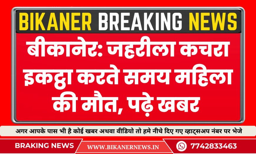 बीकानेर: जहरीला कचरा इकट्ठा करते समय महिला की मौत