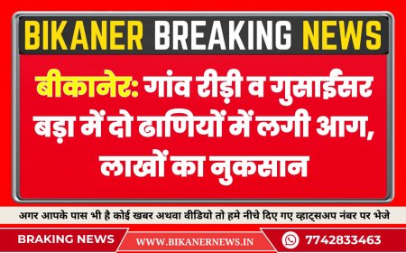 बीकानेर: गांव रीड़ी व गुसाईंसर बड़ा में दो ढाणियों में लगी आग, लाखों का नुकसान