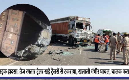 Bikaner Road Accident:  तेज रफ्तार ट्रेलर खड़े वाहनों से टकराया, खलासी गंभीर घायल — चालक मौके से फरार