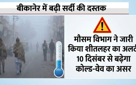 बीकानेर में बढ़ी सर्दी की दस्तक, मौसम विभाग ने जारी किया शीतलहर का अलर्ट, 10 दिसंबर से बढ़ेगा कोल्ड-वेव का असर