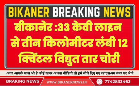 बीकानेर :33 केवी लाइन से तीन किलोमीटर लंबी 12 क्विंटल विद्युत तार चोरी