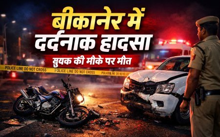 बीकानेर: देर रात दर्दनाक सड़क हादसा, बाइक–पिकअप की टक्कर में युवक की मौत