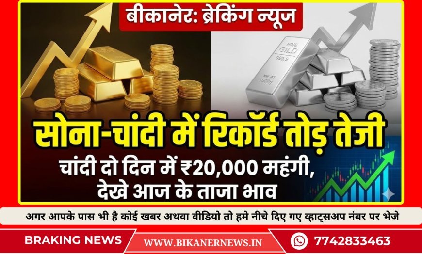 सोना-चांदी में रिकॉर्ड तोड़ तेजी,  चांदी दो दिन में ₹20,000 महंगी, देखे आज के ताजा भाव  
