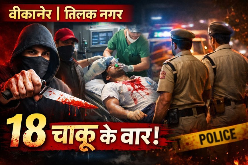 बीकानेर के तिलक नगर में युवक पर जानलेवा हमला, 18 चाकू के वार से गंभीर घायल