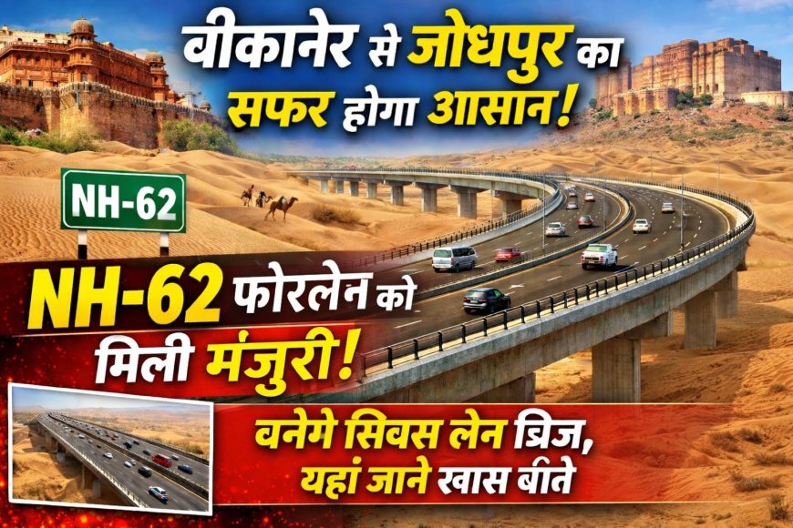 बीकानेर से जोधपुर का सफर होगा आसान! NH-62 फोरलेन को मिली मंजूरी, बनेंगे सिक्स लेन ब्रिज, यहां जाने खास बातें
